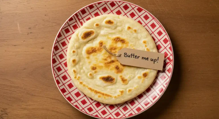 A Toasted Pitta Bread with Butter on a plate